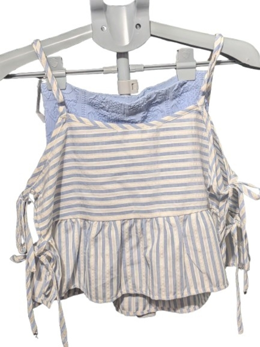 Striped Blue & White Tie- Babydoll Top